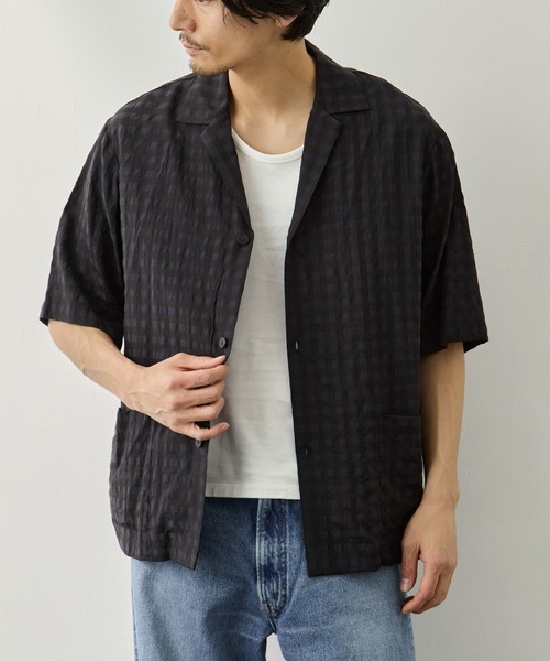 CITY TOKYO(シティトウキョウ)の「【CITY TOKYO】ギンガムサッカー シャツジャケット(シャツ/ブラウス・メンズ・ブラック/チェック・1/2)」の2枚目の写真