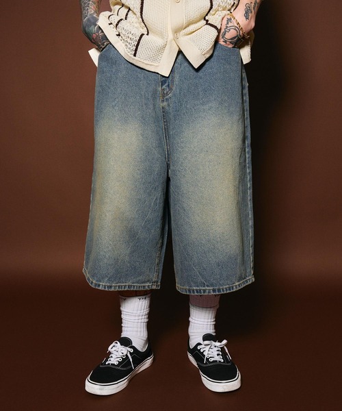 Subciety(サブサエティ)の「USA cotton denim shorts(デニムパンツ・メンズ・インディゴブルー/ブラック・MEDIUM/LARGE)」の1枚目の写真