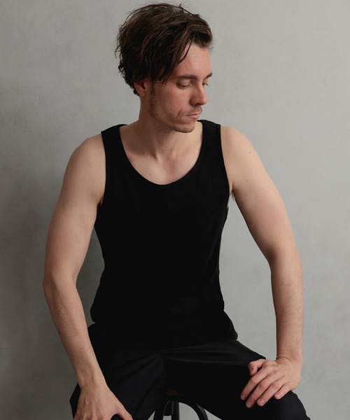 FashionBerry(ファッションベリー)の「リブタンクトップ|ベーシック|綿100%|フィットシルエット|無地|インナー対応|MEN’S BASIC TANK(タンクトップ・メンズ・ネイビー/ブラック/ホワイト/グレー・M/L/LL/3L)」の22枚目の写真