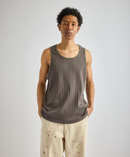 Saturdays NYC(サタデーズ ニューヨークシティ )の「Venice Rib Tank(タンクトップ・メンズ・チャコールグレー/キナリ/ブラック・L/M/S/XL)」の1枚目の写真
