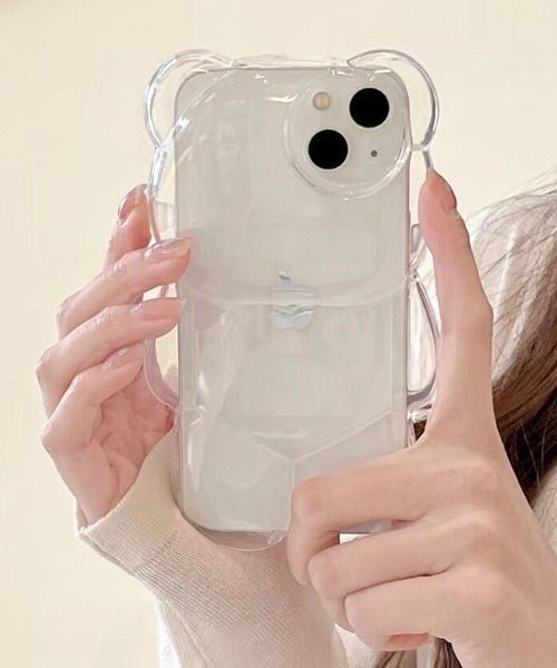 Fun & Daily(ファンアンドデイリー)の「Stand Bear iPhone Case 16 17 Pro ProMax / アイフォンケース(スマホケース/カバー・レディース・クリア/ブラック・iPhone 16 Pro Max/iPhone 16 Pro/iPhone 17 Pro/iPhone 17/iPhone 16/iPhone 17 Pro Max)」の4枚目の写真