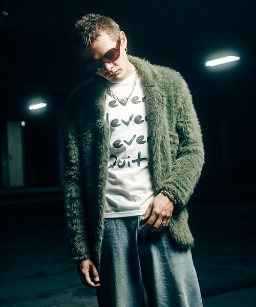 glamb（グラム）の「Never Quit Cutsew / ネバークイットカットソー（Tシャツ/カットソー・メンズ・ホワイト/ブラック/カーキ・S/M/L）」の8枚目の写真
