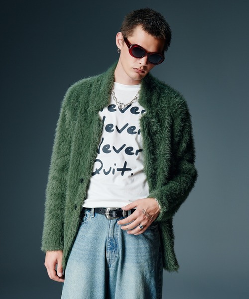 glamb（グラム）の「Never Quit Cutsew / ネバークイットカットソー（Tシャツ/カットソー・メンズ・ホワイト/ブラック/カーキ・S/M/L）」の14枚目の写真