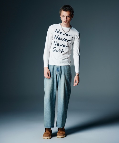 glamb（グラム）の「Never Quit Cutsew / ネバークイットカットソー（Tシャツ/カットソー・メンズ・ホワイト/ブラック/カーキ・S/M/L）」の15枚目の写真