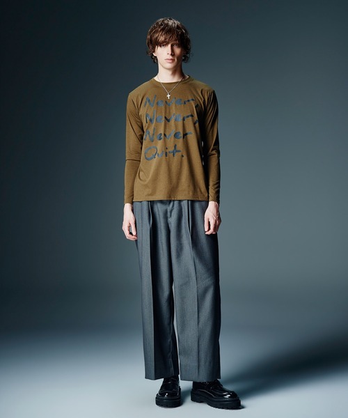 glamb（グラム）の「Never Quit Cutsew / ネバークイットカットソー（Tシャツ/カットソー・メンズ・ホワイト/ブラック/カーキ・S/M/L）」の5枚目の写真