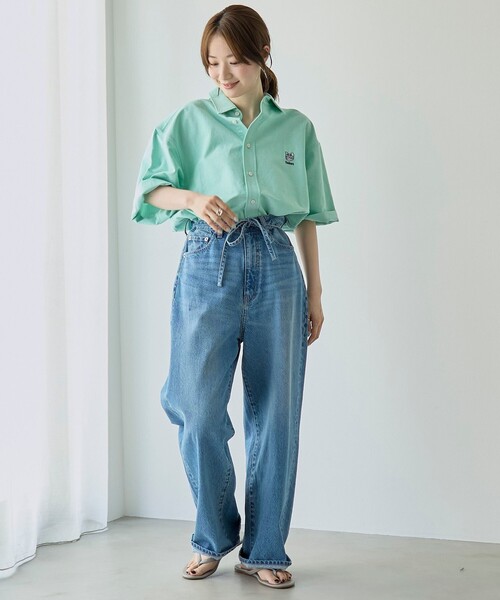 coen(コーエン)の「アニマル刺繍オックス半袖シャツ(シャツ/ブラウス・メンズ・ライム/ライトブルー/ホワイト・S/M/L/XL)」の4枚目の写真