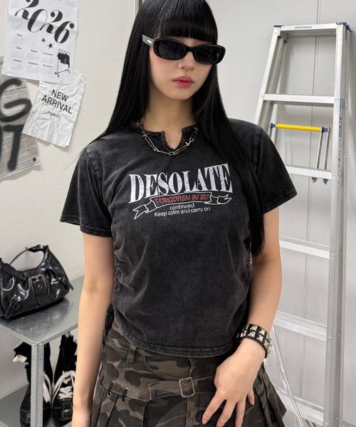 Figments(フィグメンツ)の「サイドギャザーピグメントT(Tシャツ/カットソー・レディース・その他2/その他1・FREE)」の1枚目の写真