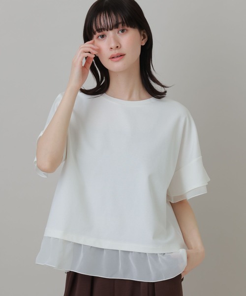LAKOLE(ラコレ)の「<接触冷感>シアー切替T / 668342(Tシャツ/カットソー・レディース・オフホワイト/ブラック/チャコール/ホワイト・FREE)」の2枚目の写真