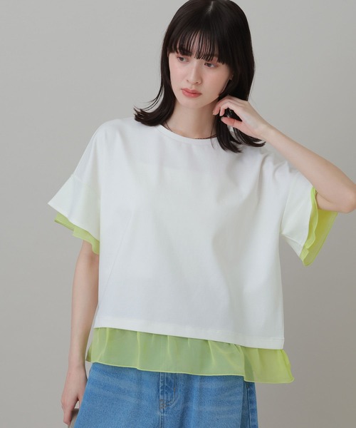 LAKOLE(ラコレ)の「<接触冷感>シアー切替T / 668342(Tシャツ/カットソー・レディース・オフホワイト/ブラック/チャコール/ホワイト・FREE)」の3枚目の写真
