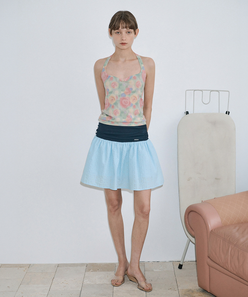SINOON（シヌーン）の「Eyelet Mix Flare Skirt (Blue)（スカート・レディース・ブルー・MEDIUM/SMALL）」の4枚目の写真