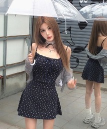 小花柄リボンキャミワンピース