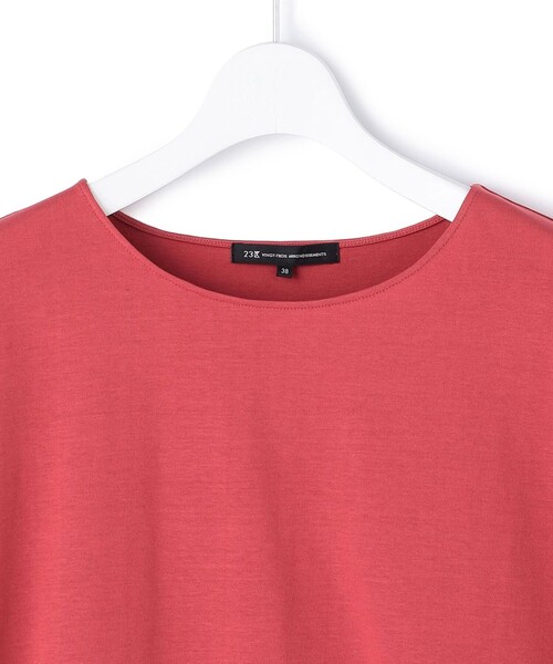 23区 S(ニジュウサンクチイサイサイズ)の「ツイストコットンプレーティング フレンチスリーブ カットソー(Tシャツ/カットソー・レディース・グレー系/ローズ系/ダルブルー系/ホワイト系/ブラック系・32)」の19枚目の写真