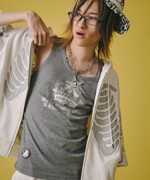GALFY(ガルフィー)の「『GALFY/ガルフィー』爆上げ↑↑ギラタンク(Tシャツ/カットソー・レディース・ブラック/グレー/ホワイト・XL/L)」の3枚目の写真