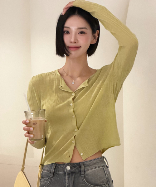 MIND BRIDGE WOMEN（マインドブリッジウーマン）の「[W]ベーシックリネンカーディガン - 3カラー（カーディガン/ボレロ・レディース・ライトグレー/オリーブ/ホワイト/レッド・55/66）」の7枚目の写真
