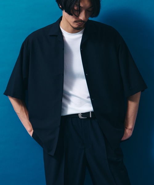 GOOD PEOPLE GOOD STITCHING GOOD PRODUCT(グッドピープルグッドスティッチンググッドプロダクト)の「【GOOD PEOPLE GOOD STITCHING GOOD PRODUCT/グッドピープルグッドスティッチンググッドプロダクト】別注 Open Collor Half Sleeve Shirt(シャツ/ブラウス・メンズ・ネイビー/カーキ・S/M)」の1枚目の写真