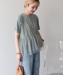 【2点セット】チュールキャミ+Tシャツ