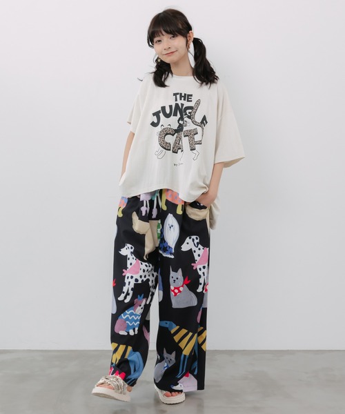 ScoLar（スカラー）の「162702：ヒョウ柄ロゴ乗りラビル アシメ2wayプルオーバー（Tシャツ/カットソー・レディース・ブラック/ブラウン/オフホワイト・M）」の5枚目の写真