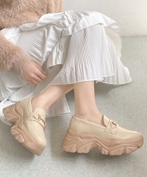 ☆かわいく盛れる厚底 +6.5㎝ 軽量 ゴールドビット スニーカー ローファー 6553