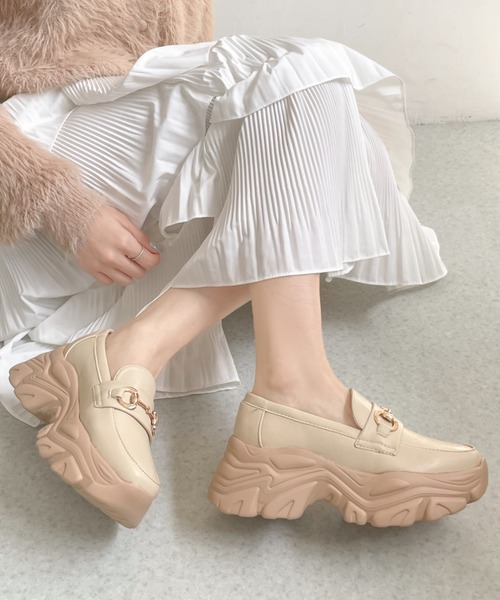 Shoes in Closet(シューズインクローゼット)の「【新入荷】+6.5㎝ 軽量 厚底 ゴールドビット スニーカー ローファー 6553(スニーカー・レディース・ブラック/ベージュ/ダークブラウン・L/M/3L/LL/S)」の3枚目の写真