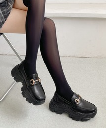 【新入荷】+6.5㎝ 軽量 厚底 ゴールドビット スニーカー ローファー 6553