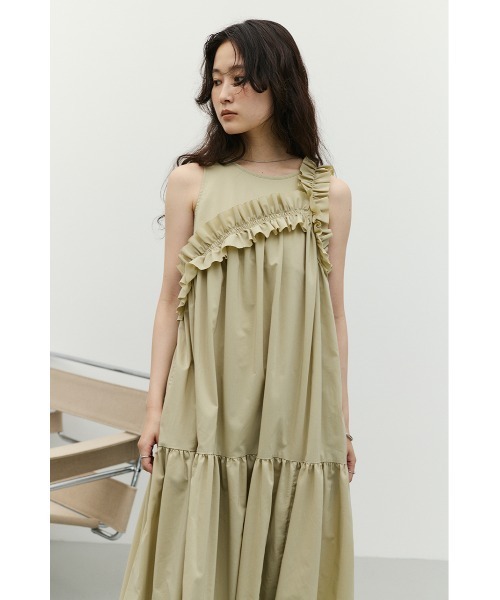 STYLEMIXER（スタイルミキサー）の「【SNSで話題・大人気夏ワンピ】アシンメトリーフリルティアードワンピース（ワンピース・レディース・ミント/ホワイト/ブラック・SMALL/MEDIUM）」の11枚目の写真