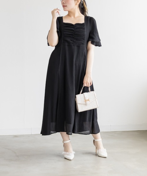 CLETTE(クレット)の「フロント切替ギャザーフレアワンピース(ワンピース・レディース・サックスブルー/ブラック/グリーン・LL/3L/4L)」の10枚目の写真