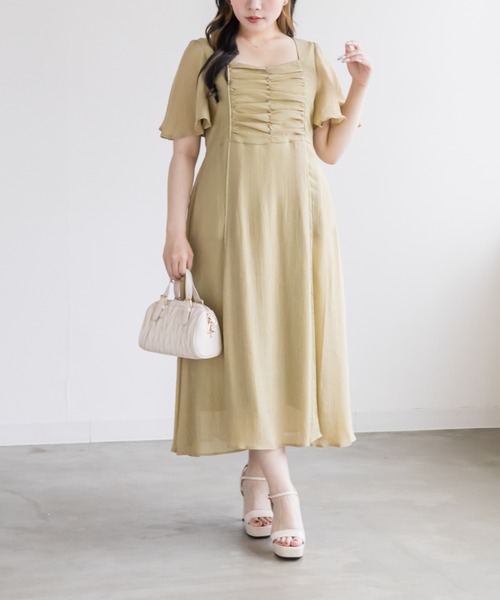 CLETTE(クレット)の「フロント切替ギャザーフレアワンピース(ワンピース・レディース・サックスブルー/ブラック/グリーン・LL/3L/4L)」の15枚目の写真