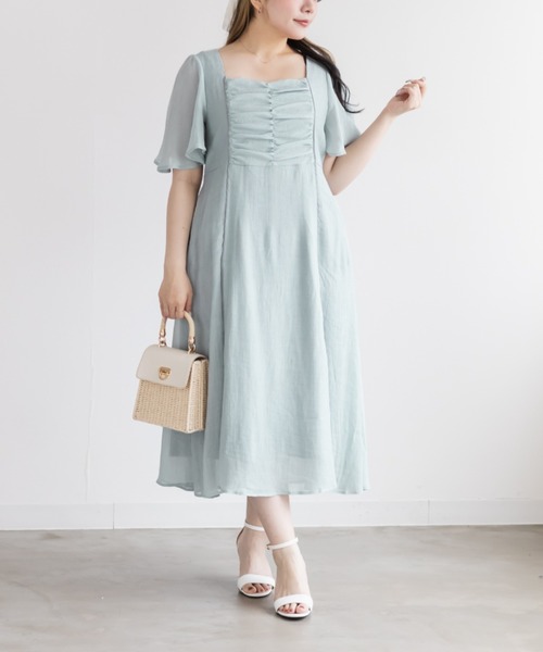 CLETTE(クレット)の「フロント切替ギャザーフレアワンピース(ワンピース・レディース・サックスブルー/ブラック/グリーン・LL/3L/4L)」の17枚目の写真