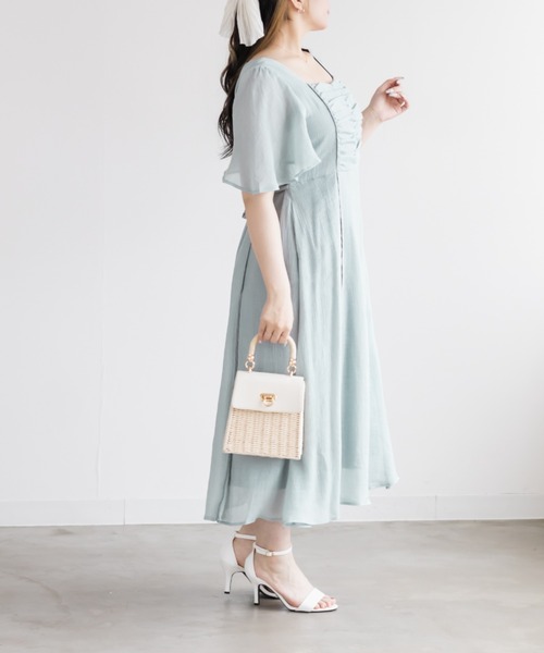 CLETTE(クレット)の「フロント切替ギャザーフレアワンピース(ワンピース・レディース・サックスブルー/ブラック/グリーン・LL/3L/4L)」の18枚目の写真