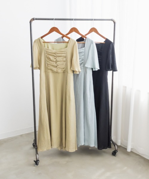 CLETTE(クレット)の「フロント切替ギャザーフレアワンピース(ワンピース・レディース・サックスブルー/ブラック/グリーン・LL/3L/4L)」の19枚目の写真