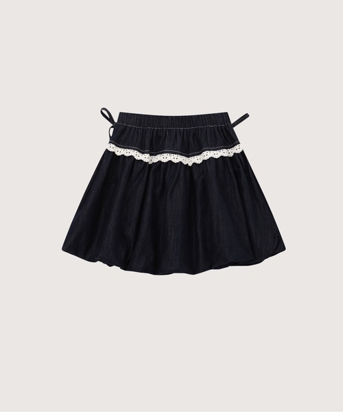 LA POMME petit(ラポミ・プチ)の「Sweet Lace Collar Flare Denim Skirt Set Up(セットアップ・レディース・ブルー・FREE)」の5枚目の写真