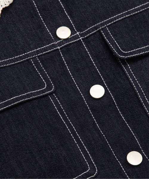 LA POMME petit(ラポミ・プチ)の「Sweet Lace Collar Flare Denim Skirt Set Up(セットアップ・レディース・ブルー・FREE)」の7枚目の写真
