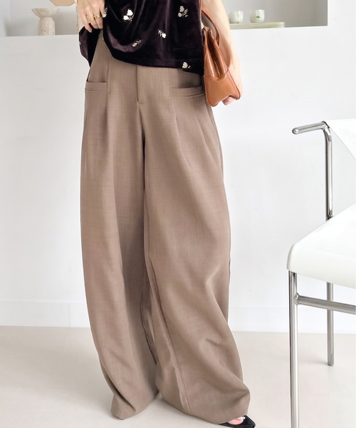 Ada.（エイダ）の「ウエストゴム タック ワイドパンツ（その他パンツ・レディース・チャコールグレー/ブラック/モカ・FREE）」の3枚目の写真