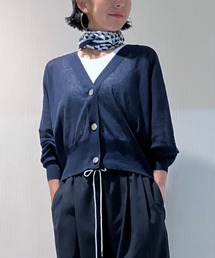 SHEER LINEN KNIT V NECK CARDIGAN / シアー リネン ニット Vネック カーディガン