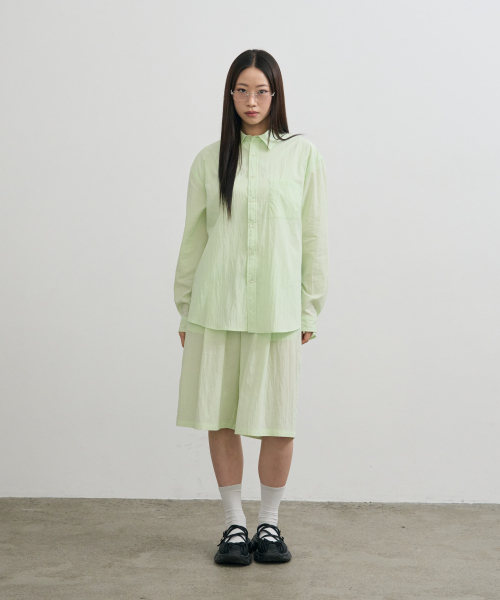 PIARI(ピアリ)の「ダイアグナルポケットナイロンウィンクルシャツ(ライム)(シャツ/ブラウス・メンズ・その他・LARGE/MEDIUM/SMALL)」の5枚目の写真