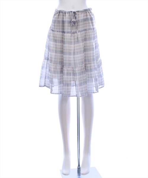 STAY MOTION（ステイモーション）の「【WEB限定】チェック柄フリルミディ丈スカート［骨格ウェーブ／フェミニン／ガーリー／大人かわいい／韓国ファッション］（スカート・レディース・ベージュ/ブルー・F）」の10枚目の写真