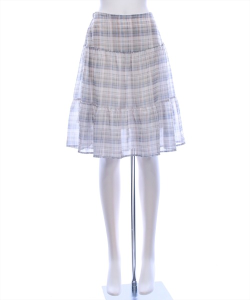 STAY MOTION（ステイモーション）の「【WEB限定】チェック柄フリルミディ丈スカート［骨格ウェーブ／フェミニン／ガーリー／大人かわいい／韓国ファッション］（スカート・レディース・ベージュ/ブルー・F）」の11枚目の写真
