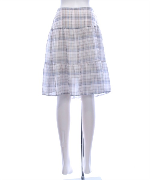 STAY MOTION（ステイモーション）の「【WEB限定】チェック柄フリルミディ丈スカート［骨格ウェーブ／フェミニン／ガーリー／大人かわいい／韓国ファッション］（スカート・レディース・ベージュ/ブルー・F）」の13枚目の写真