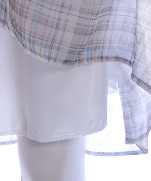 STAY MOTION（ステイモーション）の「【WEB限定】チェック柄フリルミディ丈スカート［骨格ウェーブ／フェミニン／ガーリー／大人かわいい／韓国ファッション］（スカート・レディース・ベージュ/ブルー・F）」の15枚目の写真