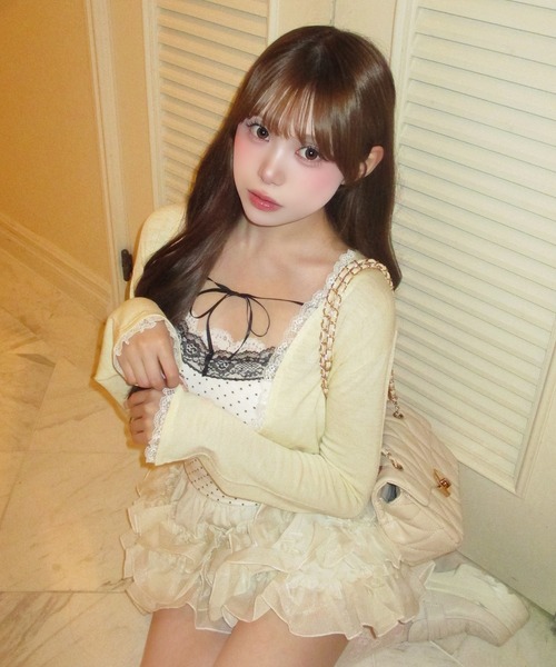 apres jour mignon(アプレジュールミニョン)の「【aresjour mignon×Shionコラボ】UVカットレースカーディガン(カーディガン/ボレロ・レディース・アイボリー/ライトイエロー/ピンク/ブラウン・LARGE/フリー)」の3枚目の写真