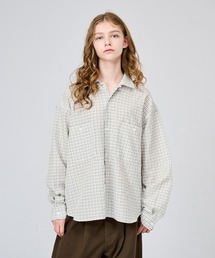 WETTEMPT（ウィテンプト）の「OPEN COLLAR SEERSUCKER CHECK L/S SHIRT / オープンカラーシアサッカーチェックL/Sシャツ（シャツ/ブラウス・メンズ）」