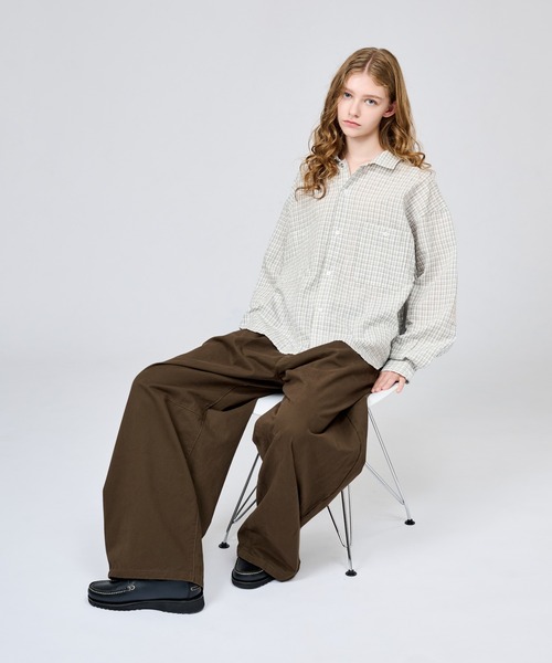 WETTEMPT（ウィテンプト）の「OPEN COLLAR SEERSUCKER CHECK L/S SHIRT / オープンカラーシアサッカーチェックL/Sシャツ（シャツ/ブラウス・メンズ・ブラウン/オフホワイト/ネイビー・SMALL/LARGE/MEDIUM）」の11枚目の写真