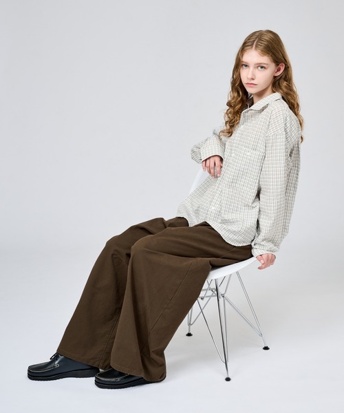WETTEMPT（ウィテンプト）の「OPEN COLLAR SEERSUCKER CHECK L/S SHIRT / オープンカラーシアサッカーチェックL/Sシャツ（シャツ/ブラウス・メンズ・ブラウン/オフホワイト/ネイビー・SMALL/LARGE/MEDIUM）」の12枚目の写真
