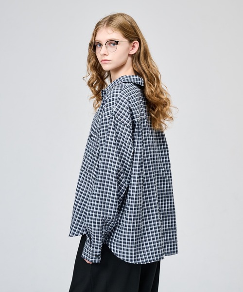 WETTEMPT（ウィテンプト）の「OPEN COLLAR SEERSUCKER CHECK L/S SHIRT / オープンカラーシアサッカーチェックL/Sシャツ（シャツ/ブラウス・メンズ・ブラウン/オフホワイト/ネイビー・SMALL/LARGE/MEDIUM）」の18枚目の写真
