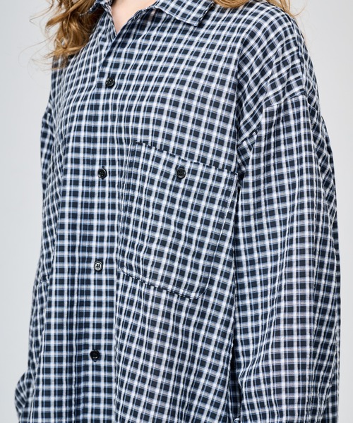WETTEMPT（ウィテンプト）の「OPEN COLLAR SEERSUCKER CHECK L/S SHIRT / オープンカラーシアサッカーチェックL/Sシャツ（シャツ/ブラウス・メンズ・ブラウン/オフホワイト/ネイビー・SMALL/LARGE/MEDIUM）」の21枚目の写真