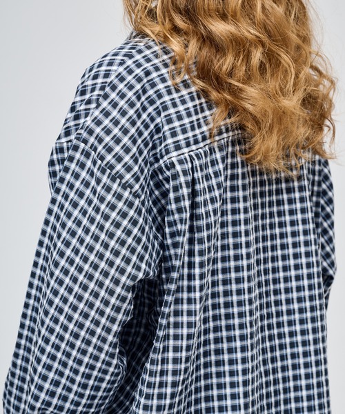WETTEMPT（ウィテンプト）の「OPEN COLLAR SEERSUCKER CHECK L/S SHIRT / オープンカラーシアサッカーチェックL/Sシャツ（シャツ/ブラウス・メンズ・ブラウン/オフホワイト/ネイビー・SMALL/LARGE/MEDIUM）」の22枚目の写真