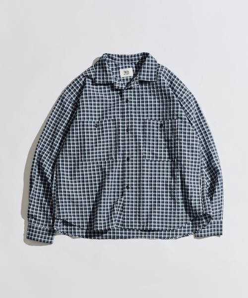 WETTEMPT（ウィテンプト）の「OPEN COLLAR SEERSUCKER CHECK L/S SHIRT / オープンカラーシアサッカーチェックL/Sシャツ（シャツ/ブラウス・メンズ・ブラウン/オフホワイト/ネイビー・SMALL/LARGE/MEDIUM）」の15枚目の写真