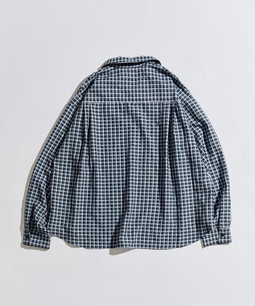 WETTEMPT（ウィテンプト）の「OPEN COLLAR SEERSUCKER CHECK L/S SHIRT / オープンカラーシアサッカーチェックL/Sシャツ（シャツ/ブラウス・メンズ・ブラウン/オフホワイト/ネイビー・SMALL/LARGE/MEDIUM）」の16枚目の写真