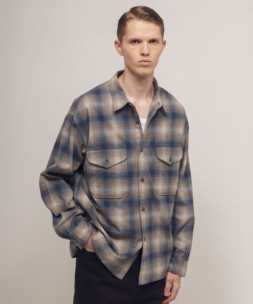 PENDLETON(ペンドルトン)の「<PENDLETON × monkey time>ネル チェック シャツ(シャツ/ブラウス・メンズ・ダークグレー/オリーブ/レッド・S/M/L)」の4枚目の写真