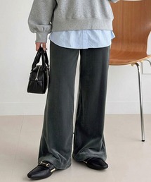 ベロア風裏起毛セミフレアパンツ